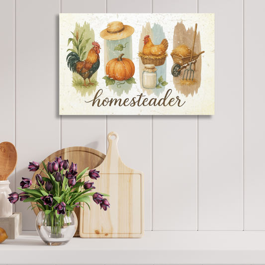 Homesteader Rustic Farmhouse Canvas Wall Art