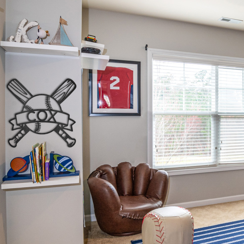 Baseball Monogram Steel Sign