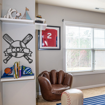 Baseball Monogram Steel Sign
