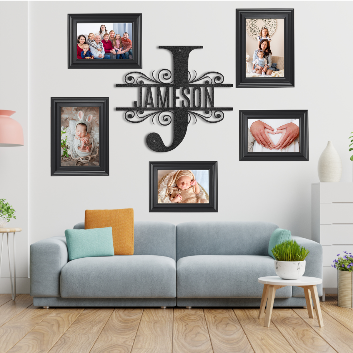 Split Monogram Steel Sign