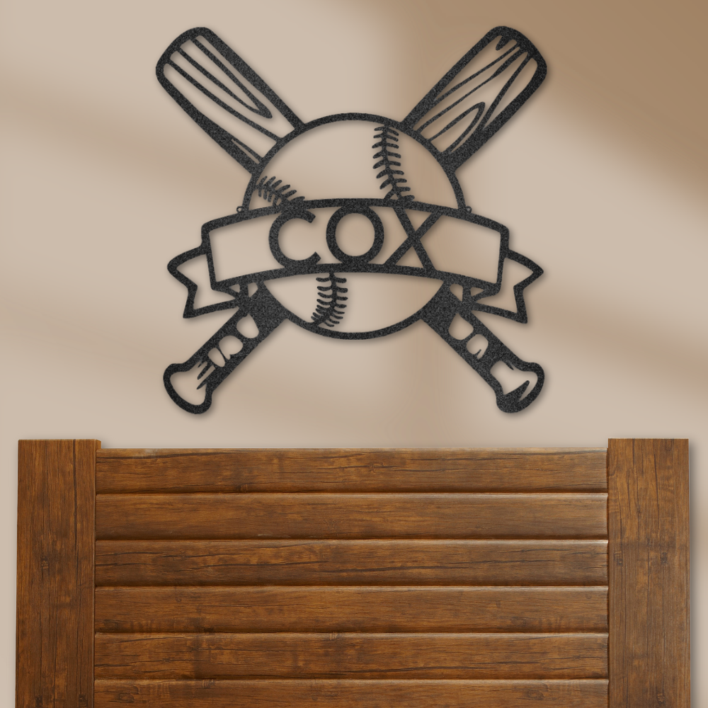 Baseball Monogram Steel Sign