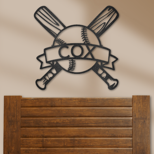 Baseball Monogram Steel Sign