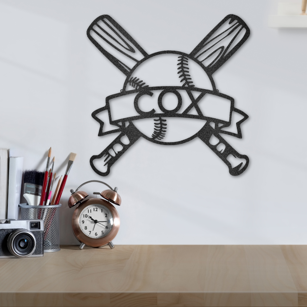 Baseball Monogram Steel Sign