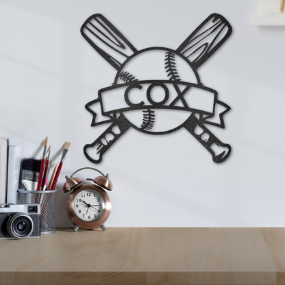 Baseball Monogram Steel Sign