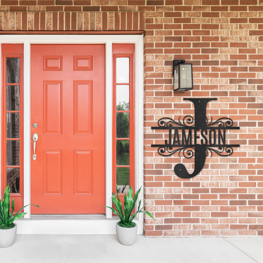 Split Monogram Steel Sign