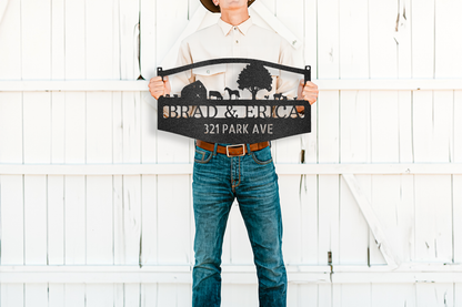 Farmhouse Family Name Steel Sign
