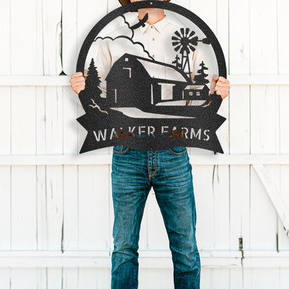 Barn House Monogram Steel Sign