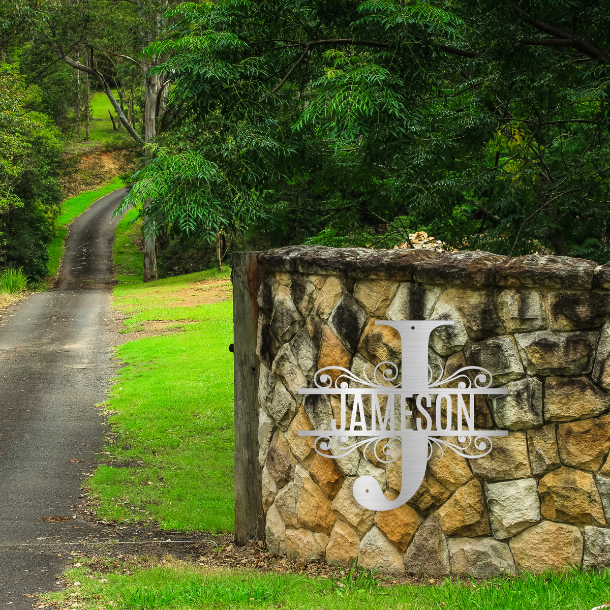 Split Monogram Steel Sign