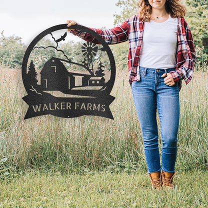 Barn House Monogram Steel Sign