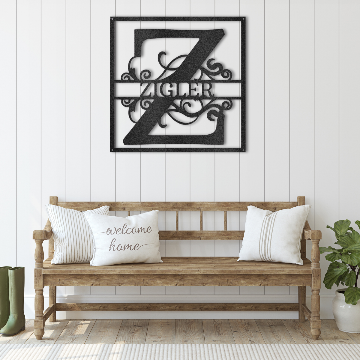 Split Square Monogram Steel Sign