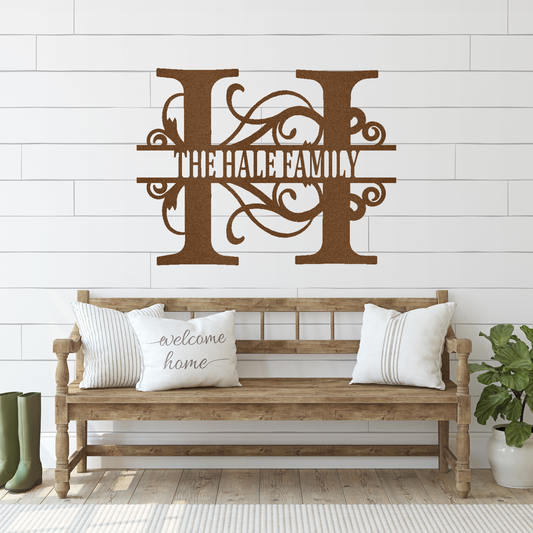 Split Letter Monogram Steel Sign