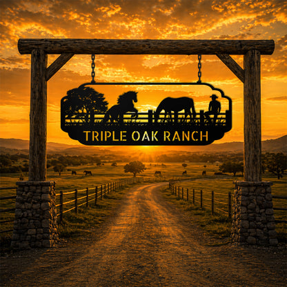 Cowboy Ranch Name Steel Sign
