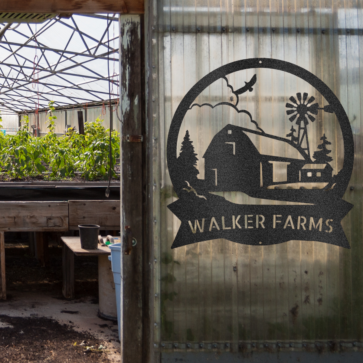 Barn House Monogram Steel Sign