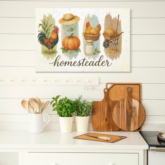 Homesteader Rustic Farmhouse Canvas Wall Art