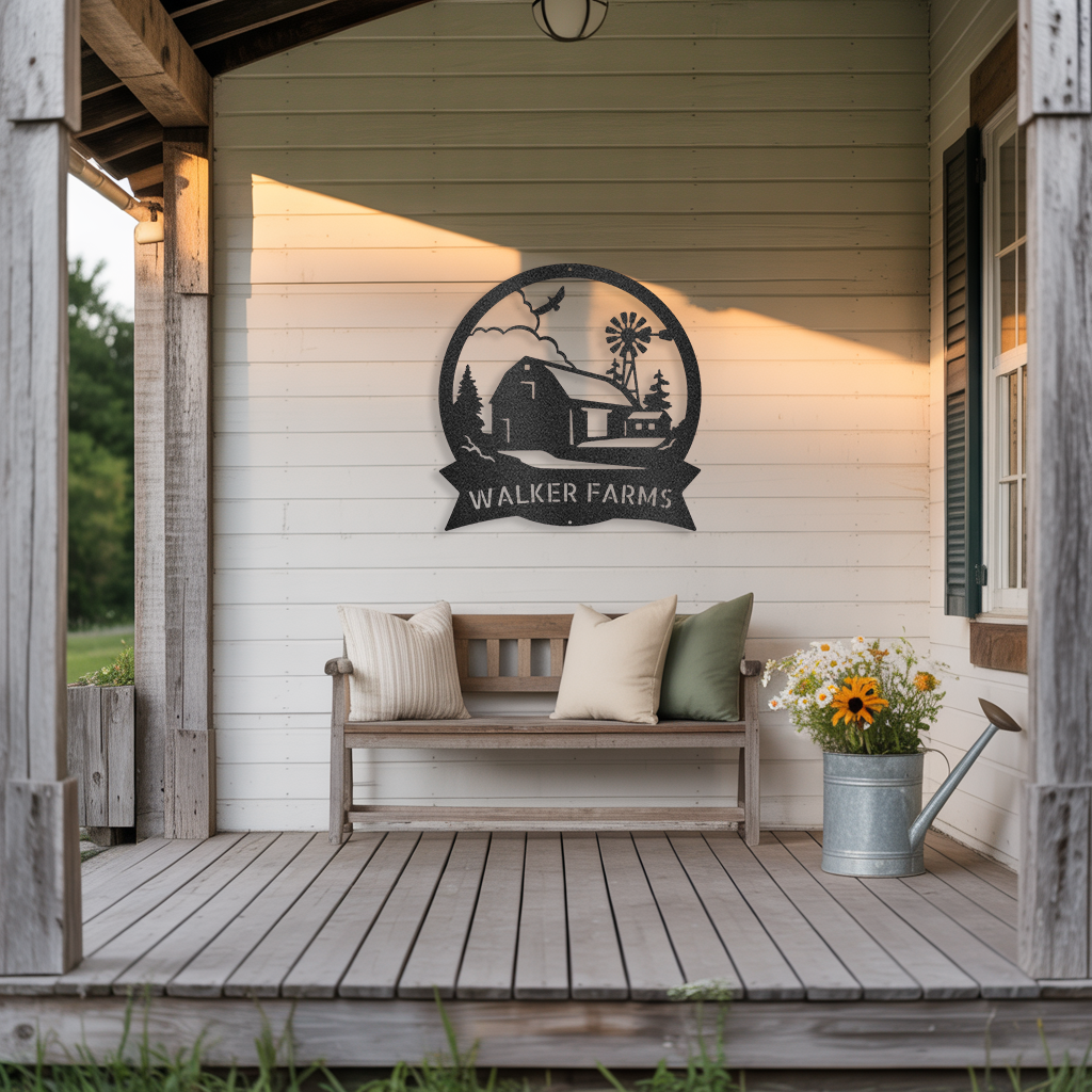 Barn House Monogram Steel Sign