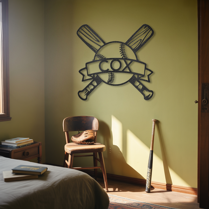 Baseball Monogram Steel Sign