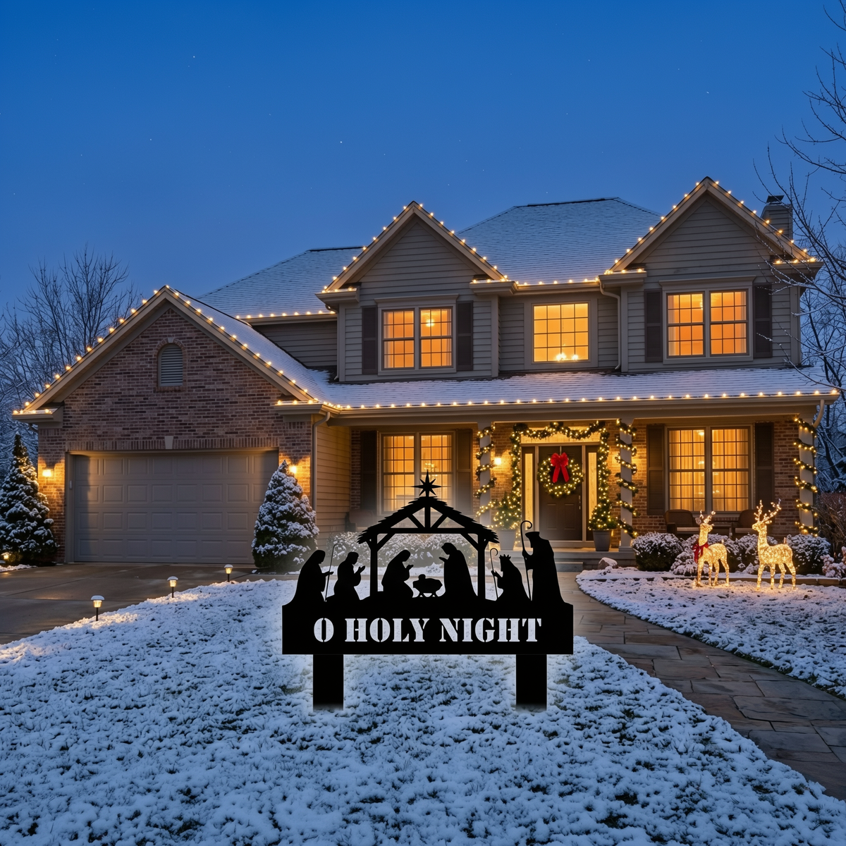 O Holy Night Nativity Metal Yard Sign | Christmas Garden Stake
