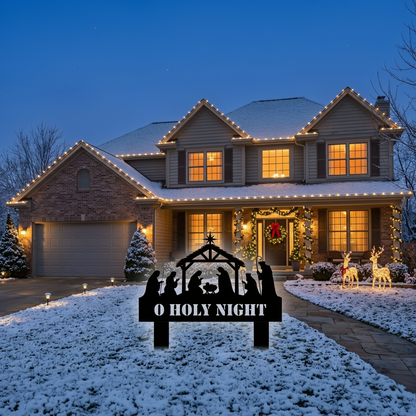 O Holy Night Nativity Metal Yard Sign | Christmas Garden Stake
