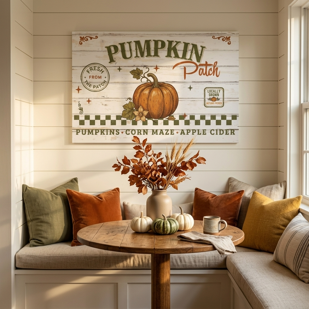 Pumpkin Patch Farmhouse Canvas Wall Art